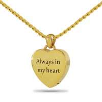 Always In My Heart Printed Gold Steel Keepsake Cremation Urn