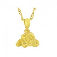Gold Steel Rose Keepsake Cremation Urn Necklace