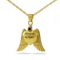 Purple Crystal Wings of Love Gold Steel Keepsake Cremation Urn