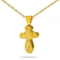 Elegant Cross Gold Steel Keepsake Cremation Urn