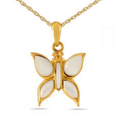 Butterfly Mother of Pearl Gold Steel Keepsake