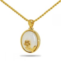 10K, 14K or 18K Gold - White Garden Solid Gold Keepsake Cremation Urn
