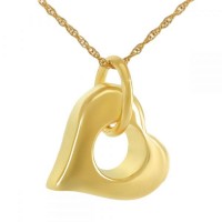 10K Side Solid Gold Heart Cremation Chamber Necklace