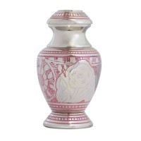 Pink Flower Brass Keepsake Cremation Urn