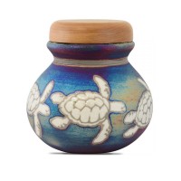Turtles Raku Ceramic Keepsake Cremation Urn