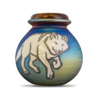 Magestic Wolf Raku Cremation Urn