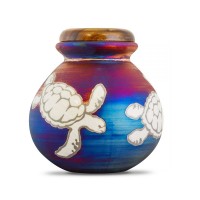 Sea Turtles Raku Cremation Urn