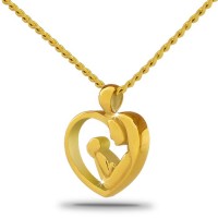 Mother and Child Solid Gold Steel Cremation Chamber Pendant Necklace