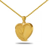 10K, 14K or 18K Gold - Leaf Solid Gold Heart Cremation Chamber Pendant Necklace