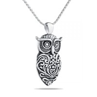 Stainless Steel Owl Cremation Chamber Pendant Necklace