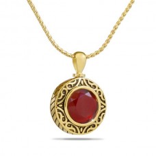 January Dark Red Gold Steel Keepsake Cremation Urn