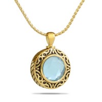 December Light Blue Gold Steel Keepsake Cremation Urn