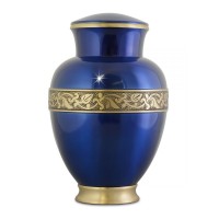 Leaf Blue Brass Cremation Urn