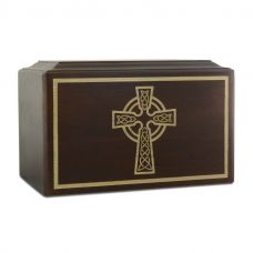 Solid Ash Celtic Cross Wood Urn