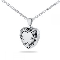 Loving Heart Silver Cremation Chamber Pendant Necklace