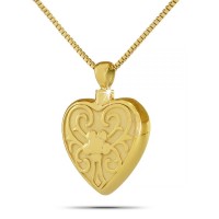 Heart Flower Gold Steel Keepsake Cremation Urn
