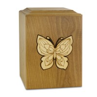 Golden Butterfly Wood Cremation Urn