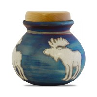 Moose Raku Keepsake Cremation Urn