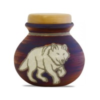 Magestic Wolf Raku Keepsake Cremation Urn