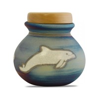 Celestial Dolphins Raku Keepsake Cremation Urn