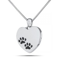 Paw Print Heart Steel Keepsake Cremation Urn