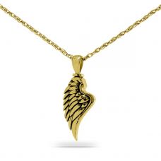 Angel Wing Charm Necklace Gold Steel Pendant