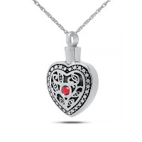 Celestial Heart Silver Keepsake Cremation Urn Pendant