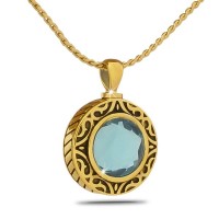 March Aquamarine Gold Steel Keepsake Cremation Urn