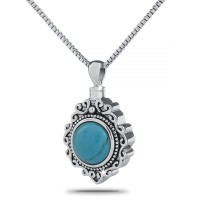 Ancestral Turquoise Silver Keepsake Cremation Urn