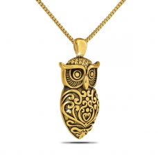 Gold Steel Owl Pendant