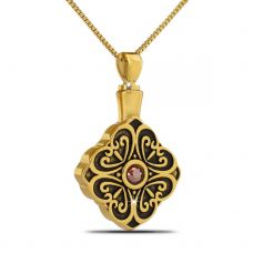 Detailed Red Crystal Gold Pendant