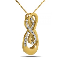 Double Infinity Crystal Gold Steel Keepsake Cremation Urn