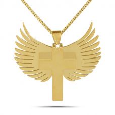 Angel Wings with Cross Solid Gold Keepsake