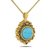 10K, 14K or 18K Gold - Ancestral Turquoise Solid Gold Keepsake Cremation Urn