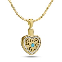 December w/ Blue Topaz Gold Steel Keepsake Cremation Urn
