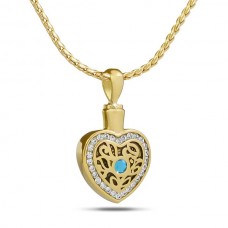 December w/ Blue Topaz Gold Steel Keepsake Cremation Urn