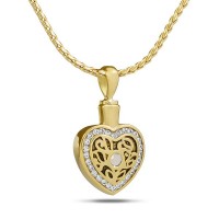 April w/ Zirconia Gold Steel Keepsake Cremation Urn April w/ Zirconia Gold Steel Keepsake Cremation Urn