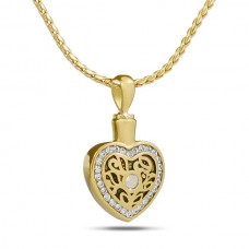 April w/ Zirconia Gold Steel Keepsake Cremation Urn