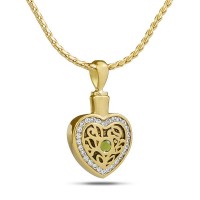 August w/ Peridot Gold Steel Keepsake Cremation Urn