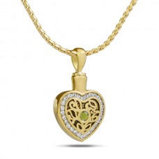 August w/ Peridot Gold Steel Keepsake Cremation Urn