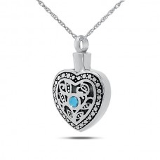 December w/ Blue Topaz Sterling Silver Keepsake Cremation Urn