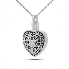 April w/ Clear Zirconia Sterling Silver Keepsake Cremation Urn