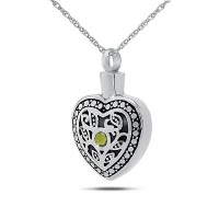 August w/ Peridot Sterling Silver Keepsake Cremation Urn
