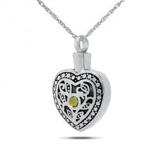 August w/ Peridot Sterling Silver Keepsake Cremation Urn