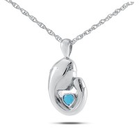December w/ Blue Topaz Stainless Steel Keepsake Cremation Urn
