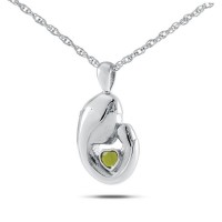 August w/ Peridot Stainless Steel Keepsake Cremation Urn