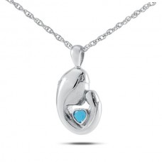 December w/ Blue Topaz Sterling Silver Keepsake Cremation Urn
