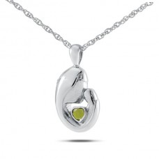 August w/ Peridot Sterling Silver Keepsake Cremation Urn