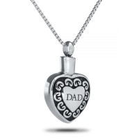 Dad Steel Heart Pendant Keepsake Cremation Urn