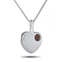 Red Stone Heart Steel Keepsake Cremation Urn